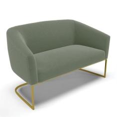 Sofá Namoradeira 2 Lugares Industrial Dourado Stella Bouclê Menta D03 