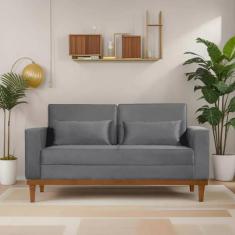Sofá Living Valência 1,58 Mts C/base Madeira Decor Veludo - CINZA - ES