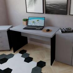Mesa para Escritório 140cmx60cm Preto/Cinza Cristal