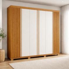 Guarda-roupa Casal Ripado 6 Portas 6 Gavetas 100% MDF 230cm Magnólia E