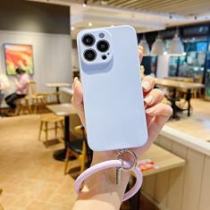 Capa de telefone de pulseira de pulso de cor doce para iPhone 13 12 11 Pro Max Mini XR XS X 8 7 Plus 6 6S 5 SE 2022 Capa de silicone fosco macio, roxo, para iPhone 13