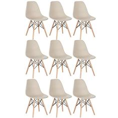 Loft7, KIT - 9 x cadeiras Charles Eames Eiffel DSW - Base de madeira clara - Nude