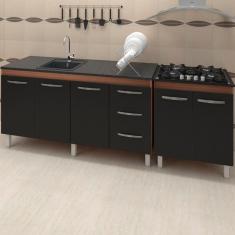 Balcao Pia 150cm E Cooktop 5 Bocas Savana Preto Mobbs Savana Preto