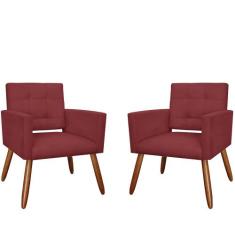 Kit 02 Poltronas Decorativa Camila Suede Várias Cores - DS Estofados, 