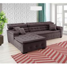 Sofá Orlando 2.40x2.10m com Chaise, Retrátil e Reclinável - Sofisticat