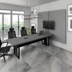 Mesa Escritório 2,70m 2 CX de Tomada e Painel de TV Duplo F5 - F5 Offi