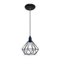 Luminaria Pendente Aramado Modelo Diamante - Preto - Lustres Amandini
