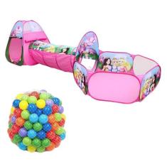 Barraca Infantil 3 em 1 Dobrável com Túnel Cercado e 50 Bolinhas Color