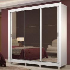 Guarda Roupa Casal Lyon 3 Portas de Espelho 4 Gavetas Madesa