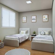 Quarto Infantil com 2 Camas Solteiro Loop Tecido Korino Branco