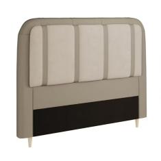 Cabeceira Para Cama Box Casal Dobuê Leon Com Revestimento Kaki-bege