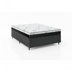 Cama Box Casal 138 Preto Com Colchão D33 One Face Bello Box 58x138x188