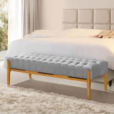 Recamier Base Em Madeira Puerto 1,83m Capitonê Linho Cinza - Cinza