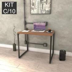 Kit com 10 Escrivaninhas Kuadra 90cm Estilo Industrial - Compace
