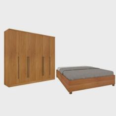 Quarto De Casal Guarda-Roupa 6 Portas Portugal E Cama Box Casal Monaco Espresso Móveis Cinamomo