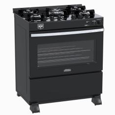 Fogao 5 Bocas Venax Gaudi Vetro Vitreo Preto Fosco Gas Glp 127 V