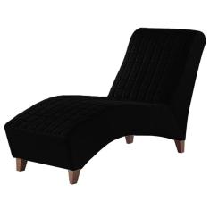 Poltrona Divã Chaise Longue Individual Preta