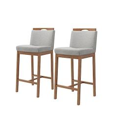 Conjunto 2 Banquetas Madeira Maciça Dani Nogueira Tec Lona