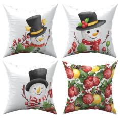 Kit 4 Capas de Almofadas Natalinas 45x45cm Enfeites de Natal, Decoraçã