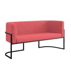 Sofá Namoradeira 2 Lugares Moderna Base Metal Black Balaqui Rosa