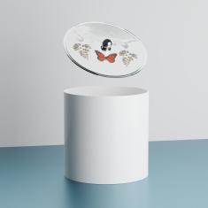 Lixeira Decorada Branca Com Borboleta Vermelha