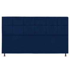 Cabeceira Estofada Damares 195 cm King Size Com Botonê Suede Azul Mari