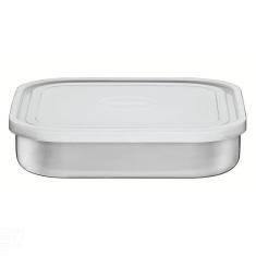 Pote Quadrado Tramontina Freezinox Em Aço Inox Com Tampa Plástica 16 Cm 0,8 L Tramontina