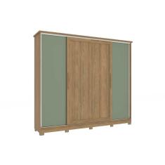 Guarda Roupa Casal CB03N565-NGMC 4 Portas de Correr 4 Gavetas MDP Nogueira-Macadamia-Verde Oliva Kappesberg