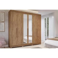 Guarda Roupa Casal Cecilia 6 Portas de Abrir 6 Gavetas MDF com Espelho Blush Cinamomo Panan