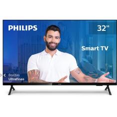 Smart TV Philips 32PHG6825/78-32" HD sem bordas, HDR Plus, 3 HDMI, 2 USB, Wifi Miracast, Conversor digital, Netflix, Youtube, Globoplay e Prime Video
