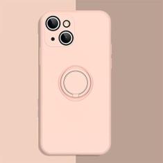 Capa de telefone de silicone líquido macio para iPhone 11 12 13 Pro Max 13Mini XS Max X XR 7 8 Plus SE 2020 Stand Ring Capa à prova de choque, rosa, para iPhone 11 Pro
