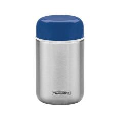 Pote Térmico Tramontina Em Aço Inox Com Tampa Azul 8,8 Cm 400 Ml Tramontina