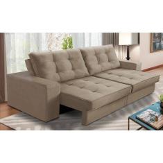Sofá Retrátil e Reclinável 2 lugares 1,50m com Molas Marcela Suede Cappuccino Adonai Estofados