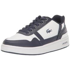Lacoste Tênis infantil T-Clip, Branco/Azul marinho, 5.5 Infant