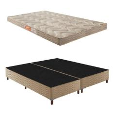 Box Queen Florença 42x158x198cm com Colchão Queen Unique D33 Duoface 14x158x198cm Rustico Bege