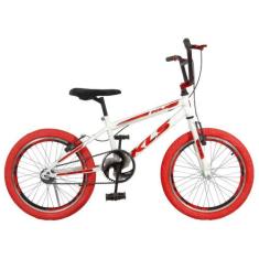 Bicicleta Aro 20 Kls Free Style Freio V-Brake, Branco, Vermelho, Verme