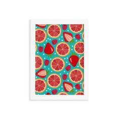 Quadro Frutas Coloridas Mistas Moldura Branca 33x43cm - Quartinhos