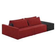 Sofá Ilha 2 Lugares Living 232cm Modulado Lary Veludo Vermelho Pu Pto K01 - D'rossi