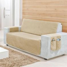 Kit Capa Protetor De Sofá Retratil 4 Lugares King com Viés Matelado Va