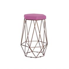 Banqueta Rubel Base Bronze Veludo Rosê Gran Belo