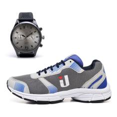 Tênis Masculino Esportivo Básico Caminhada de Tecido Leve Macio com Relógio-Masculino