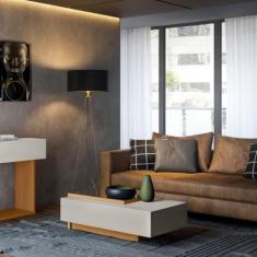 Mesa de Centro Milão Lukaliam Móveis Off White Perolizado e Jequitibá 