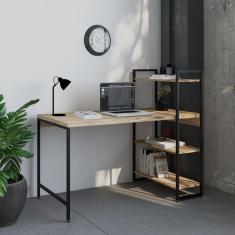 Escrivaninha com Estante 3 Prateleiras Estilo Industrial 135cm Active Yescasa Carvalho