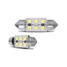 Lampada LED 2 Polos 1,8W 12V 6 LEDs 42mm Branca Autopoli Torpedo Par