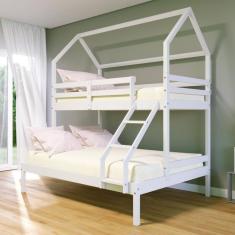 Beliche Casinha Casal/Solteiro Slim RB Madeira Maciça Branco Housin