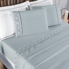 Jogo De Lençol Helena King 4 Peças Micropercal 400 Fios Ponto Palito Macio - Cinza