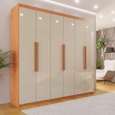 Guarda Roupa Casal 6 Portas 4 Gavetas Atlanta Cinamomo- Off-white