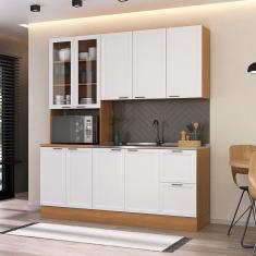Cozinha Compacta 3 Peças 1 Paneleiro Duplo 1 Aéreo 1 Balcão Soho Cabecasa Madeiramadeira Freijó-branco
