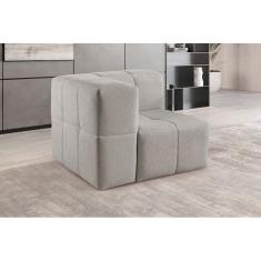 Módulo Sofá Box 3 Lugares Bouclé Cinza