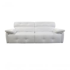 Sofá Retrátil E Reclinável De Couro Queen 2,20 M Branco Pigmentado - Mempra Design